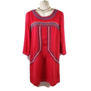 Flying Tomato Embroidered Aztec Shift Dress Small